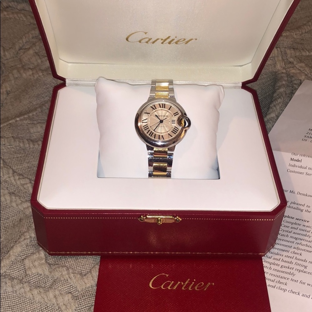 Authentic Cartier Ballon Blue two tone 33mm watch